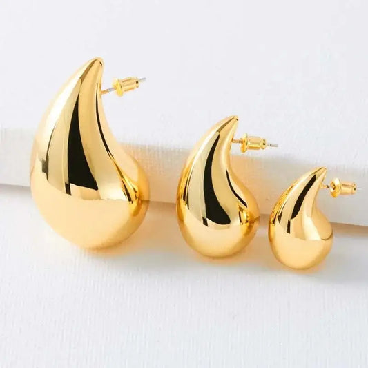 2024 New Trendy Plate Gold Color Chunky Waterdrop Dupes Drop Earrings for Women Personality Glossy Teardrop Earring Jewelry Gift